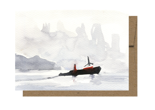 Tugboat Watercolor Card WC209