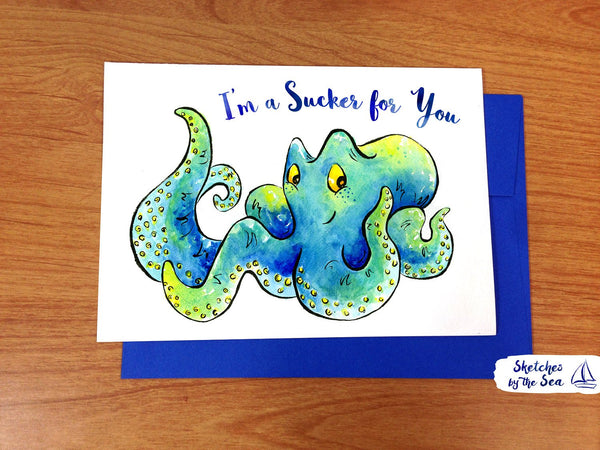 Sucker for You, Octopus Valentine Card C103