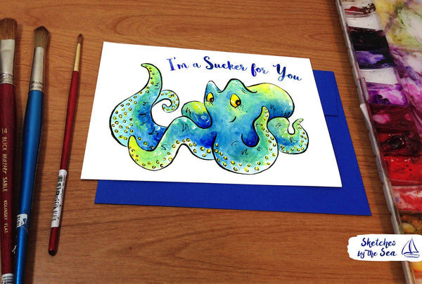 Sucker for You, Octopus Valentine Card C103
