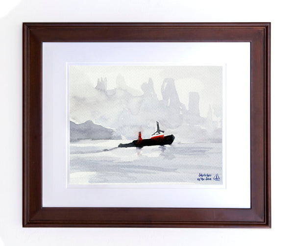 Tugboat Watercolor Card WC209