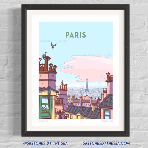 Paris Travel Poster, Retro Style