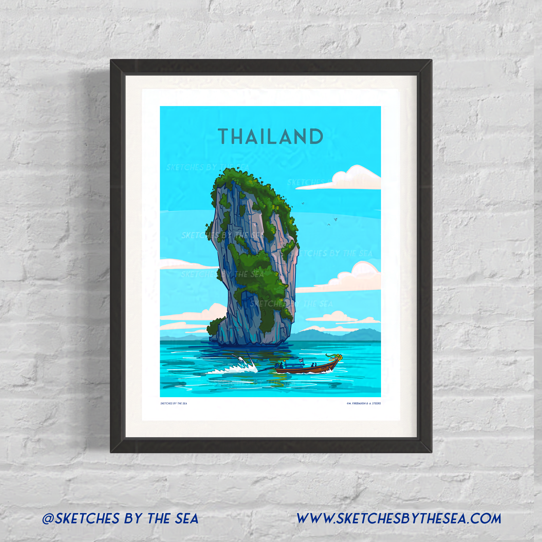 Thailand Travel Poster, Retro Inspired Art Print