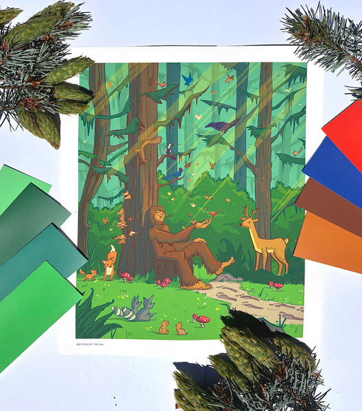 Sasquatch and Friends Art Print